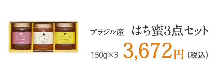 ブラジル産 はち蜜3点セット　150g×3